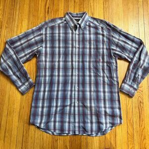 Ariat Shirt Mens Large Plaid Button Blue Red Long Sleeve Western
